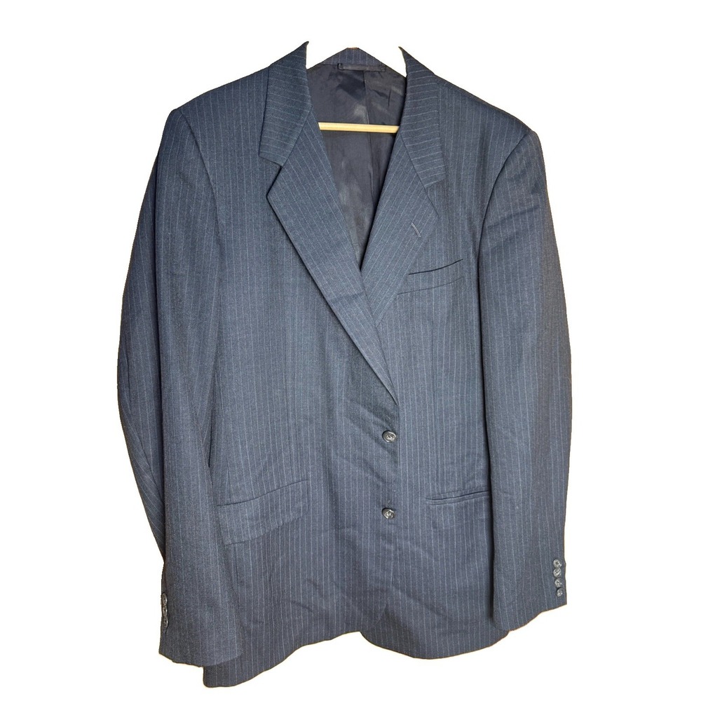 VTG Hickey Freeman Suit Mens 46XLG Gray Pinstripe 2 Button Wool Pant 40x34
